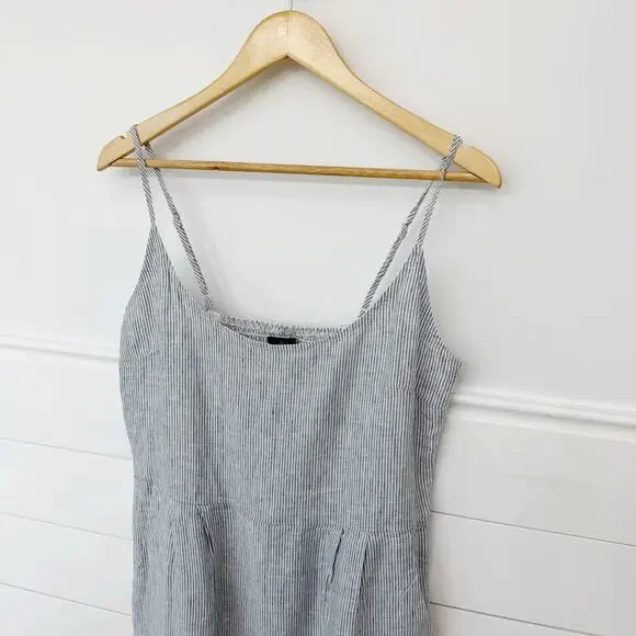 Women’s Quince 100% European Linen Scoop Neck MIDI Dress Large L - Picture 2 of 11